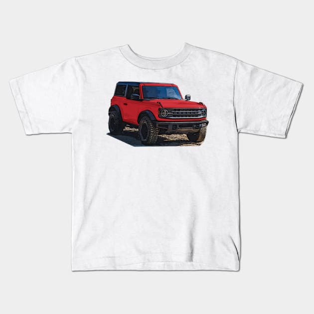 2021 Race Red Ford Bronco 2 Door Kids T-Shirt by Woreth